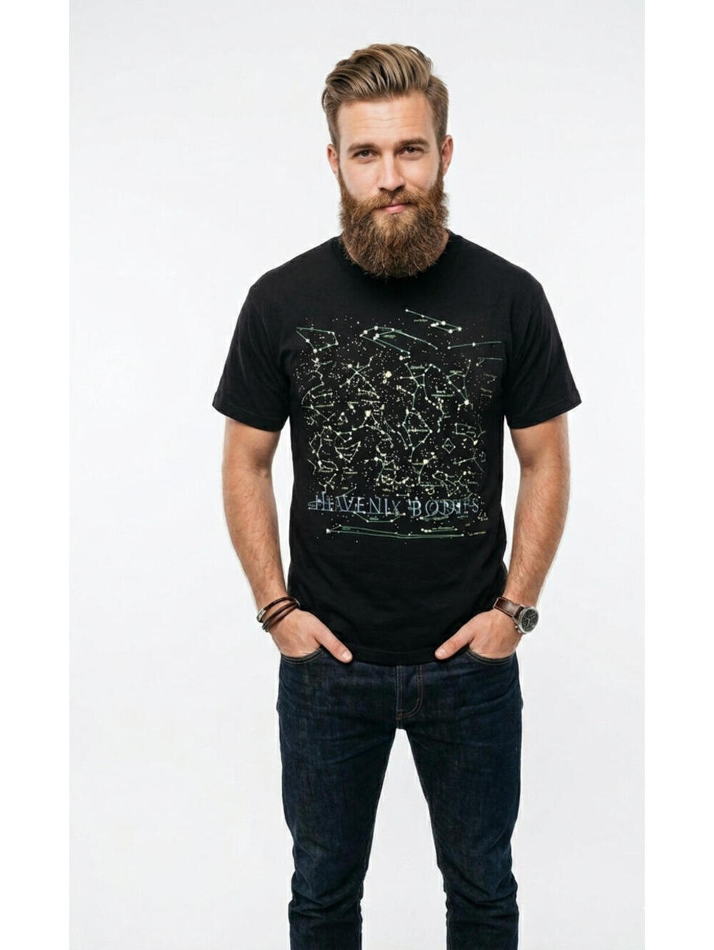 Vintage 1992 Heavenly Bodies Size XL Double-Sided Star Map T-Shirt Hanes USA